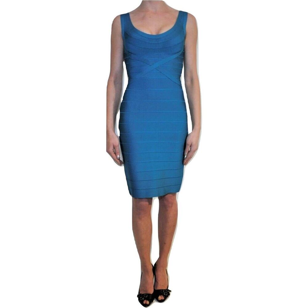 Pre-Owned Herve Leger Maria Signature Bandage Dress Bodycon Teal XS